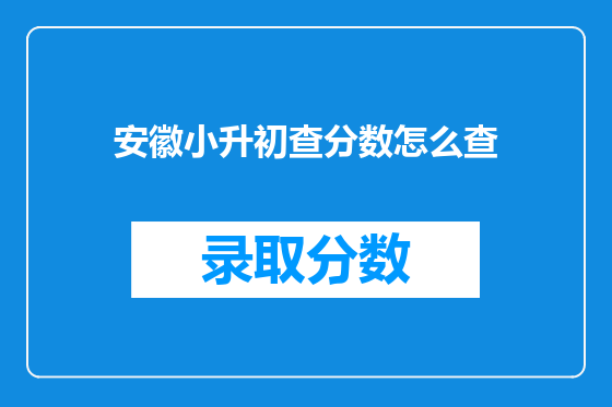 安徽小升初查分数怎么查