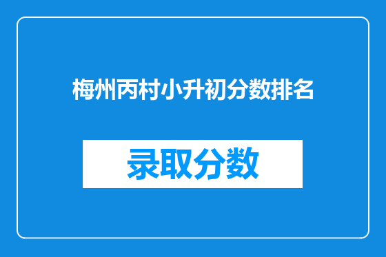 梅州丙村小升初分数排名