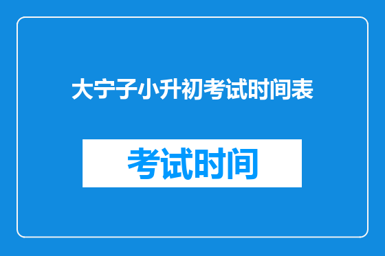 大宁子小升初考试时间表
