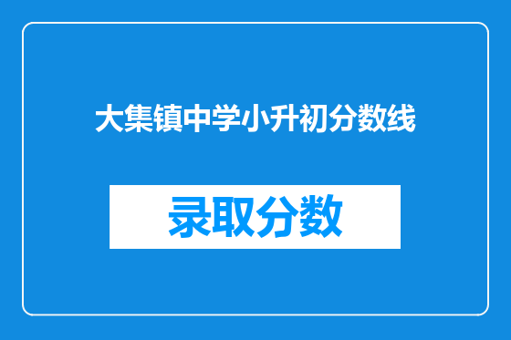 大集镇中学小升初分数线