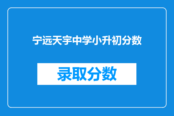 宁远天宇中学小升初分数