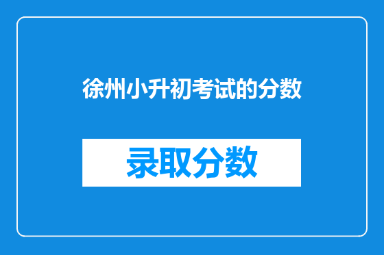 徐州小升初考试的分数