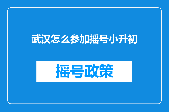 武汉怎么参加摇号小升初