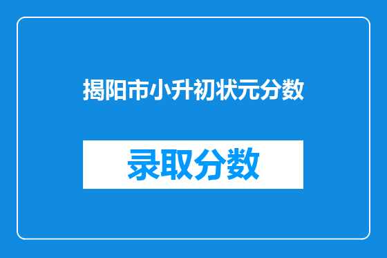 揭阳市小升初状元分数