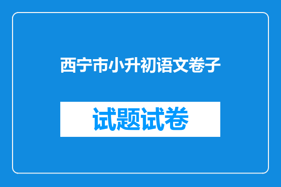 西宁市小升初语文卷子