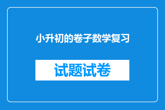 小升初的卷子数学复习