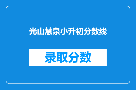 光山慧泉小升初分数线