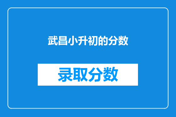武昌小升初的分数