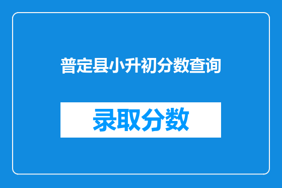 普定县小升初分数查询