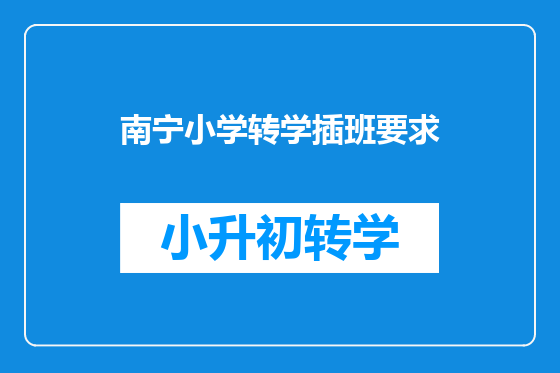 南宁小学转学插班要求