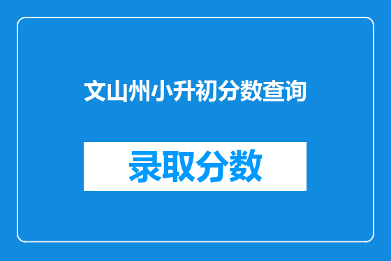 文山州小升初分数查询