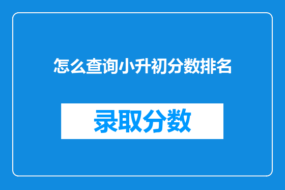 怎么查询小升初分数排名