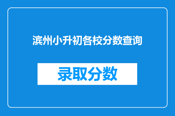 滨州小升初各校分数查询
