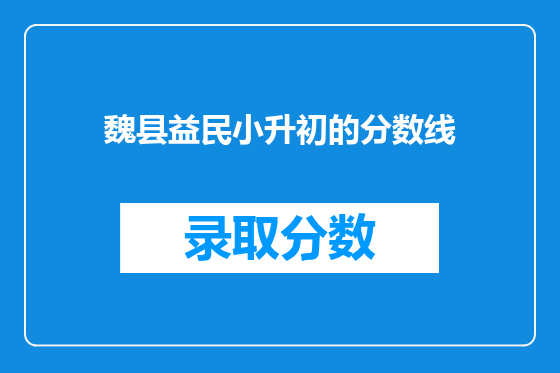魏县益民小升初的分数线