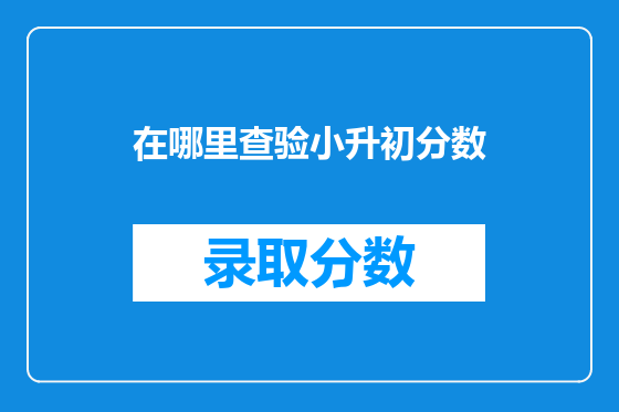 在哪里查验小升初分数