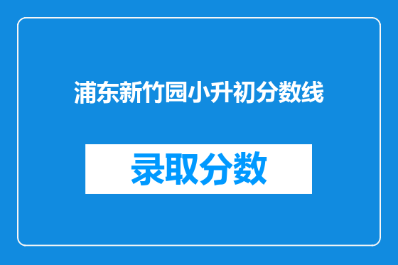 浦东新竹园小升初分数线