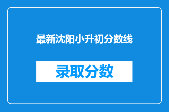 最新沈阳小升初分数线