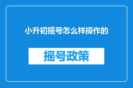小升初摇号怎么样操作的