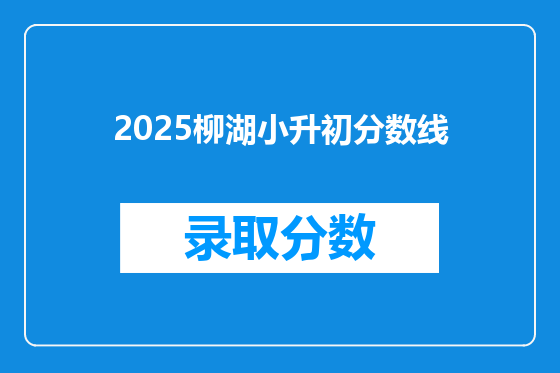 2025柳湖小升初分数线