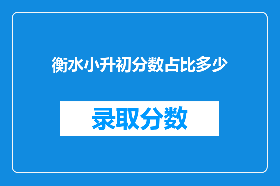 衡水小升初分数占比多少