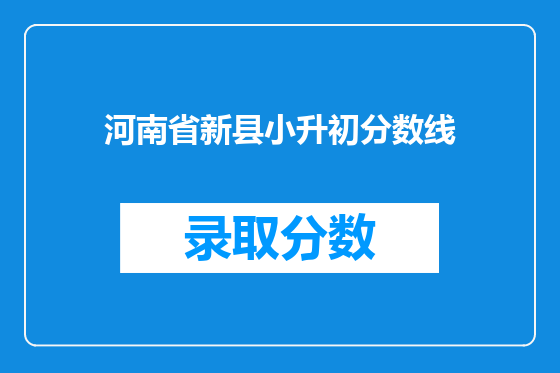 河南省新县小升初分数线