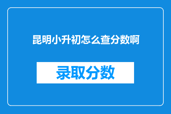 昆明小升初怎么查分数啊