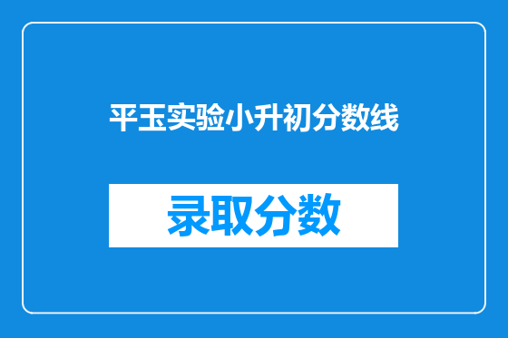 平玉实验小升初分数线