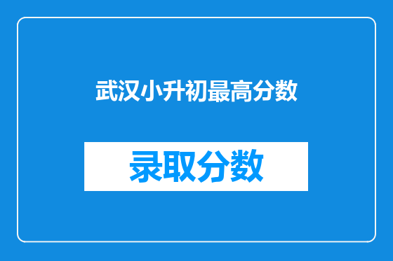 武汉小升初最高分数