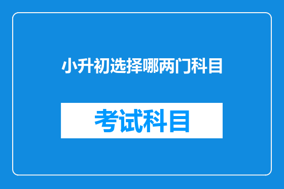 小升初选择哪两门科目