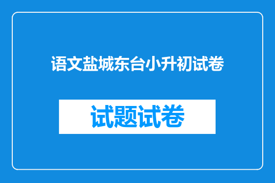 语文盐城东台小升初试卷