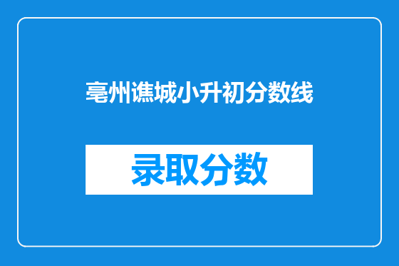 亳州谯城小升初分数线