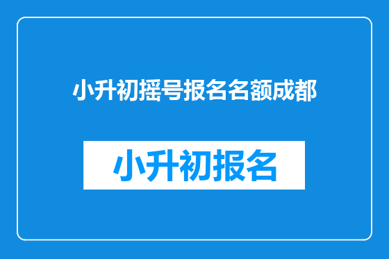 小升初摇号报名名额成都