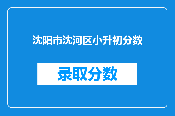 沈阳市沈河区小升初分数