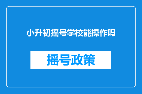 小升初摇号学校能操作吗
