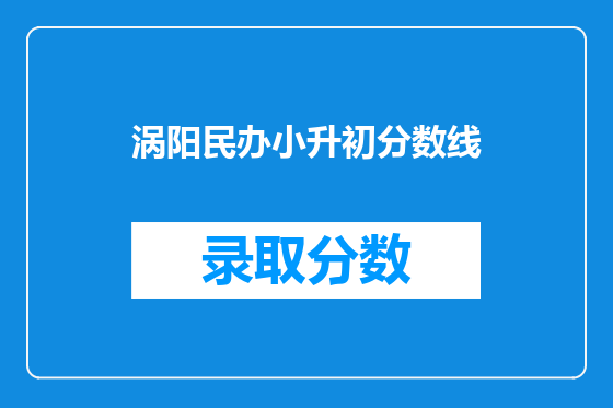 涡阳民办小升初分数线