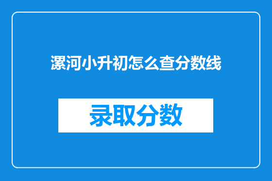 漯河小升初怎么查分数线