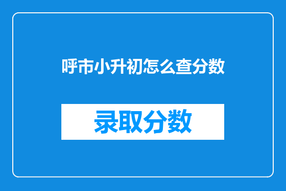 呼市小升初怎么查分数