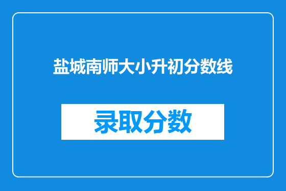 盐城南师大小升初分数线