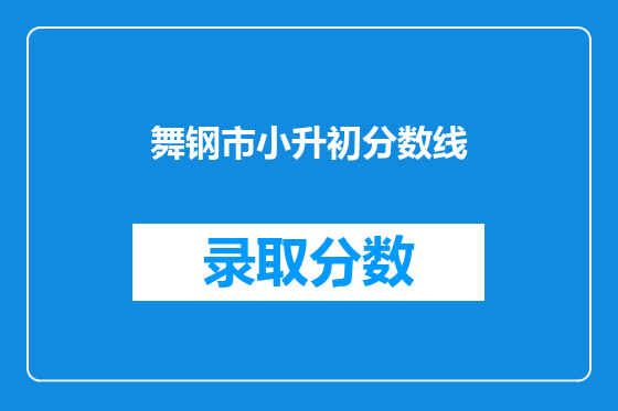 舞钢市小升初分数线