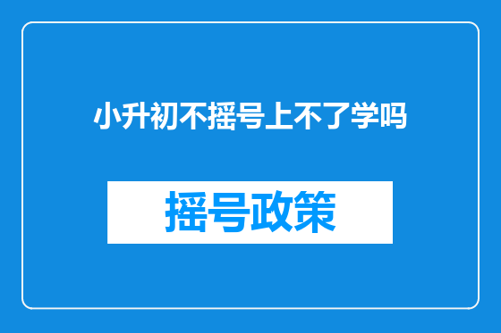 小升初不摇号上不了学吗