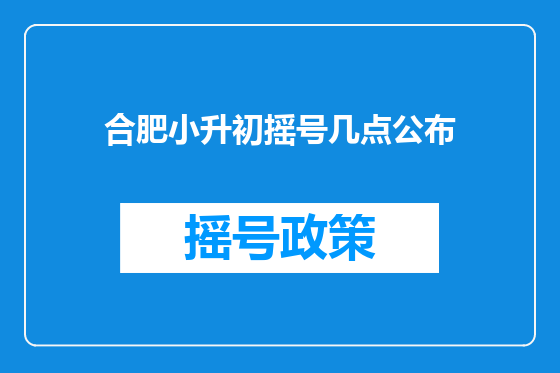 合肥小升初摇号几点公布