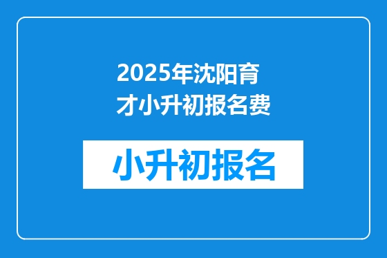 2025年沈阳育才小升初报名费
