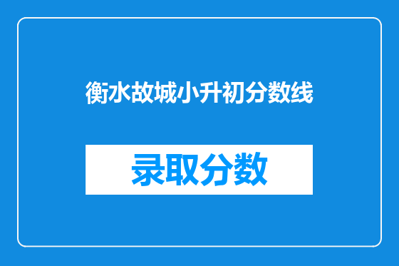 衡水故城小升初分数线