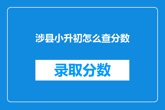 涉县小升初怎么查分数