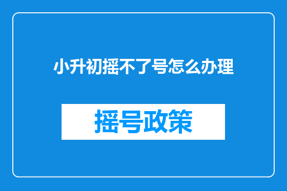 小升初摇不了号怎么办理