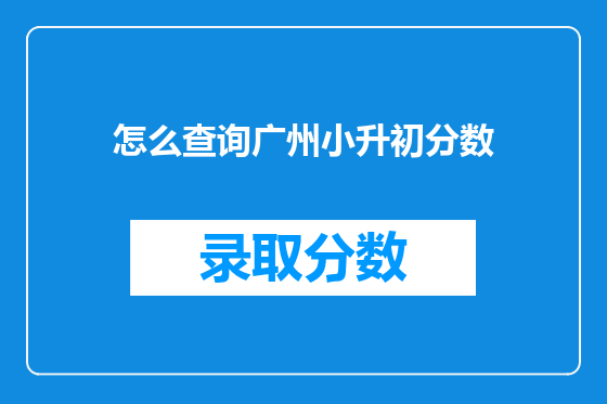 怎么查询广州小升初分数