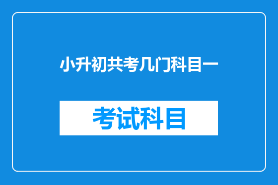 小升初共考几门科目一