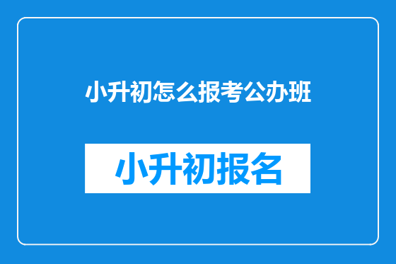 小升初怎么报考公办班