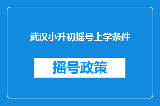 武汉小升初摇号上学条件