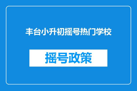 丰台小升初摇号热门学校